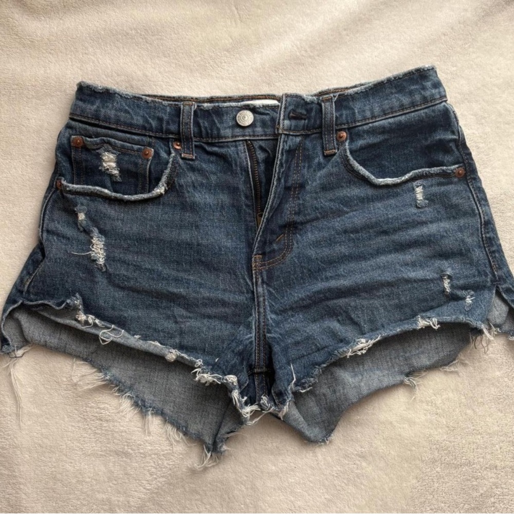 Abercrombie & Fitch Blue Distressed Jean Shorts